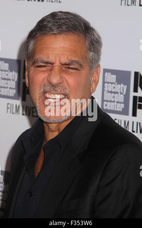 New York, New York, USA. 29. Sep, 2015. Schauspieler GEORGE CLOONEY besucht 2015 New York Film Festival Screening des 15. Jahrestages der "Brother Where Art Thou" in der Alice Tully Hall im Lincoln Center statt. Bildnachweis: Nancy Kaszerman/ZUMA Draht/Alamy Live-Nachrichten Stockfoto