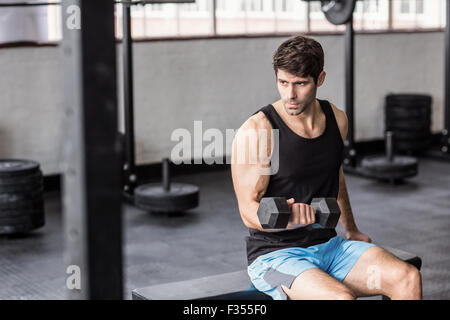 Junge Bodybuilder tun Gewichtheben Stockfoto