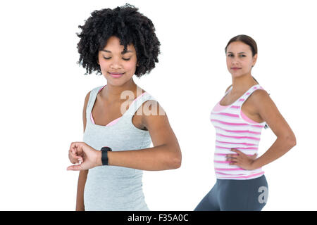 Fit Woman Check-Armbanduhr Stockfoto