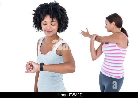 Überprüfung auf Armbanduhr Frau passen Stockfoto