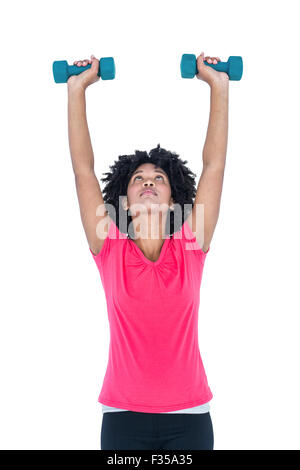 Junge Frau, die das Training mit Hanteln Stockfoto
