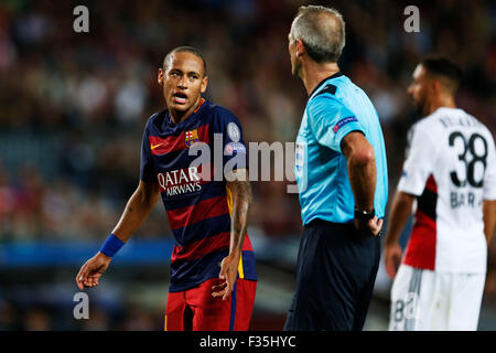 Barcelona, Spanien. © D. 29. Sep, 2015. Neymar (Barcelona) Fußball: UEFA Champions League-Gruppe A Spiel zwischen FC Barcelona 2: 1 Bayer Leverkusen im Camp Nou in Barcelona, Spanien. Kredit: D. Nakashima/AFLO/Alamy Live-Nachrichten Stockfoto