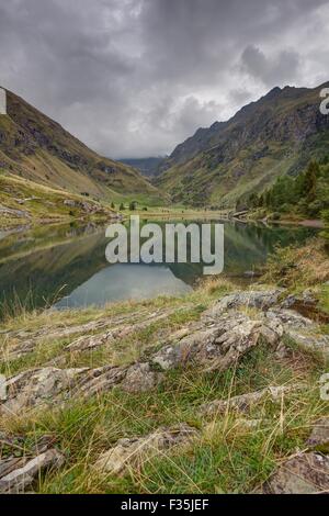 eine Ansicht der Gleno-Talsperre, Italien Stockfoto