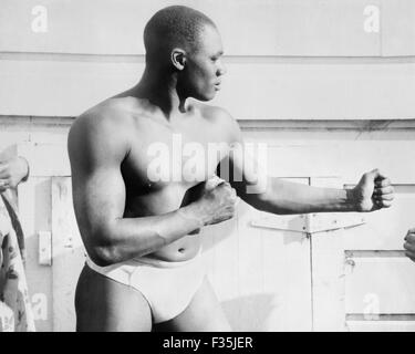 Vintage Foto des Boxers Sam Langford (1883-1956). Kanadischer Langford, den Spitznamen "The Boston Bonecrusher", "The Boston Terror" und "The Boston Tar Baby", wird von vielen als einer der größten Kämpfer aller Zeiten und wohl die größte, nie für einen WM-Titel zu kämpfen. Stockfoto