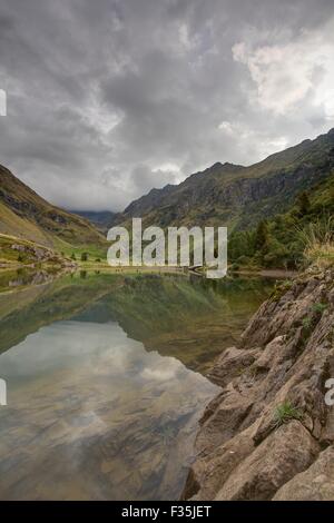 eine Ansicht der Gleno-Talsperre, Italien Stockfoto