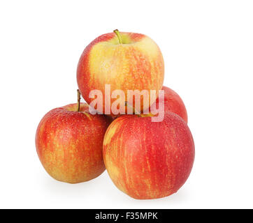 rote Äpfel, die isoliert auf weißem Hintergrund Stockfoto
