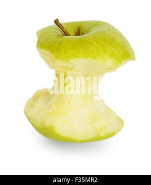 Grüner Apfel-Stub auf dem weißen Hintergrund isoliert Stockfoto