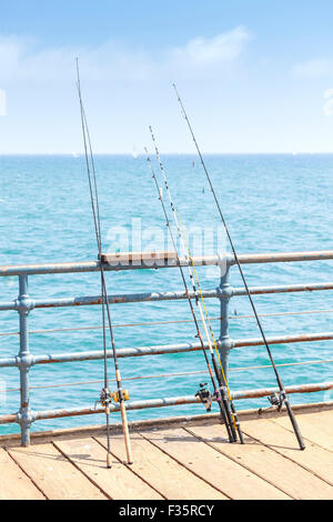 Angeln am Pier, Santa Monica, USA. Stockfoto