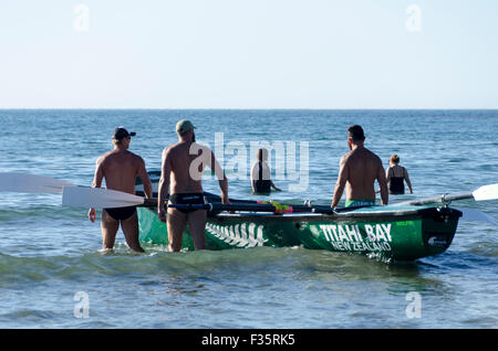 Surf Life Saving Team, Titahi Bay, Porirua, Wellington, Nordinsel, Neuseeland Stockfoto