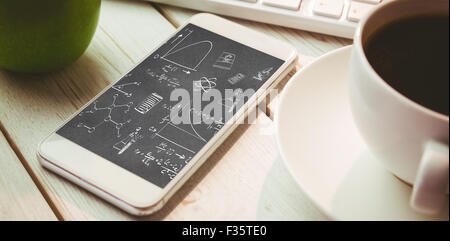 Zusammengesetztes Bild der Mathematik und Naturwissenschaften doodles Stockfoto