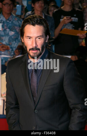 Tokio, Japan. 30. September 2015. Kanadischer Schauspieler Keanu Reeves besucht die japanische Erstaufführung des Films John Wick am 30. September 2015, Tokio, Japan. Der Film wird am 16. Oktober in den japanischen Kinos freigegeben. Bildnachweis: Rodrigo Reyes Marin/AFLO/Alamy Live-Nachrichten Stockfoto