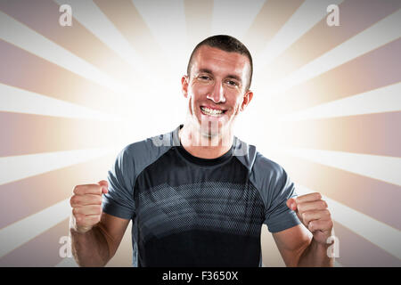 Zusammengesetztes Bild des Porträts von glücklich Rugbyspieler Stockfoto