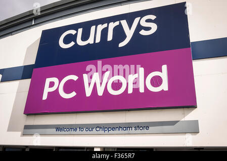 Zeichen-Currys-PC-Welt-laden in Chippenham UK Stockfoto