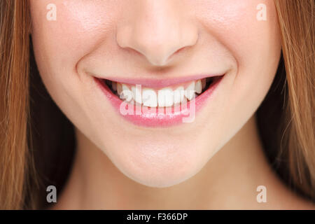 Frau Lächeln. Teeth whitening-Konzept. Stockfoto