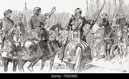 Eine Szene aus Shakespeares spielen König Richard III., Akt V, Szene 2.  Richmond: "Fellows in Armen und liebevollsten Freunde, Bruis 'd unter dem Joch der Tyrannei".  Illustration von Gordon Browne. Stockfoto