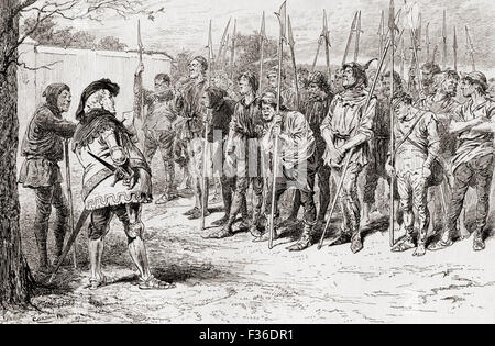 Eine Szene aus Shakespeares spielen König Henry IV, Teil 1, IV. Akt, Szene 2.   Falstaffs zerlumpten Regiment. Illustration von Gordon Browne. Stockfoto