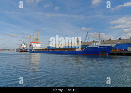 Der Bulk Carrier Niklas G am Cliff Quay Laderampe auf der River Orwell, Ipswich, UK Stockfoto