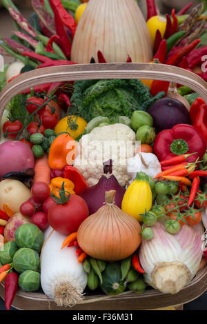 Gemüse Trug zeigt auf einer Herbstschau. VEREINIGTES KÖNIGREICH Stockfoto