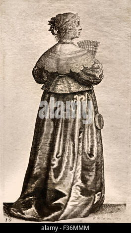 Die Kleidung der englischen Women1640 Wenzel Hollar 1607-1677 (Václav Hollar böhmische Kupferstecher, Wenzel und Wenzel in Deutschland als Wenzel Hollar. In Prag geboren und starb in London Stockfoto