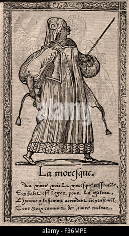 Das Moor (maurische Moors North Africa) - verschiedene Stile von Kleidung aus dem 16. Jahrhundert Francois Desprez 1562 Holzschnitt herausgegeben von: Richard Breton (1524-1571) Französisch in Paris Stockfoto