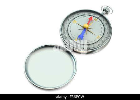 Magnetkompass isoliert auf weißem Hintergrund Stockfoto