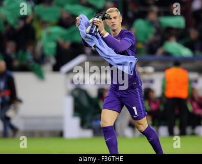 Mönchengladbach, Deutschland, 30. September 2015. Champions League, Gruppe D, Borussia Moenchengladbach Vs Manchester City: Goalkeper Joe Hart (Manchester City). Bildnachweis: Jürgen Schwarz/Alamy Live-Nachrichten Stockfoto