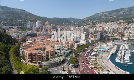 Blick auf Hafen von Herkules, im Stadtteil La Condamine, Fürstentum Monaco. Stockfoto