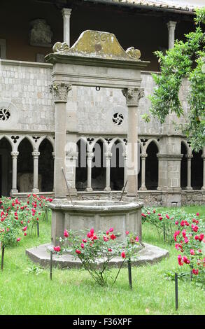 Alter Brunnen im Museo di Viterbo Garten in Viterbo, Italien Stockfoto