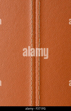 Makro-Bild des braunen Leater Textur mit Stich Stockfoto