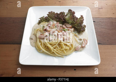 Spaghetti Carbonara. Stockfoto