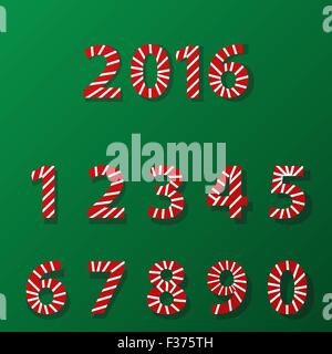 Satz von Zahl in Candy Cane-Stil Stock Vektor