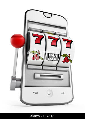 Glücksspiel Maschine zeigenden Jackpot auf Smartphone-Bildschirm. Stockfoto