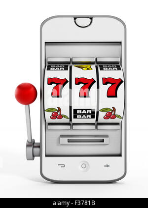 Glücksspiel Maschine zeigenden Jackpot auf Smartphone-Bildschirm. Stockfoto