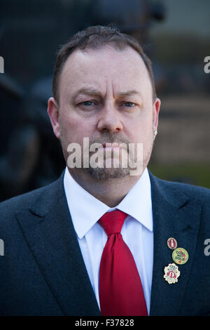 Generalsekretär der Nationalen Gewerkschaft der Bergarbeiter chris Küche an kellingley Colliery in West Yorkshire. kellingley ist die Stockfoto