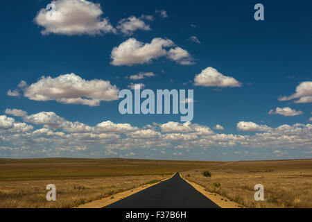 Straße mit bewölktem Himmel, Plateau Isalo in Ranohira, Madagaskar Stockfoto