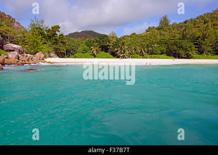 Traum Strand Anse Georgette, Insel Praslin, Seychellen Stockfoto