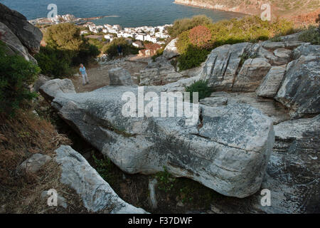 Griechenland, Kykladen, Naxos, Apollonas, Kouros von Apollonas, (Modelrelease Liegt Vor) Stockfoto