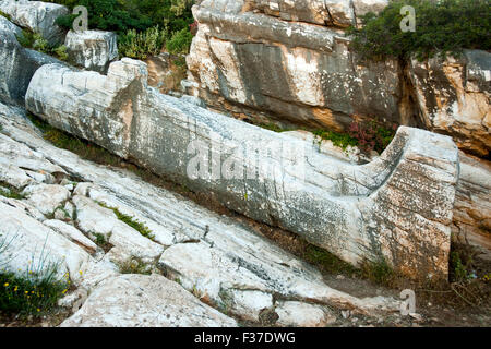 Griechenland, Kykladen, Naxos, Apollonas, Kouros von Apollonas, Stockfoto