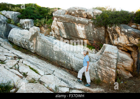 Griechenland, Kykladen, Naxos, Apollonas, Kouros von Apollonas, (Modelrelease Liegt Vor) Stockfoto