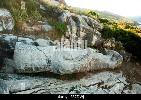 Griechenland, Kykladen, Naxos, Apollonas, Kouros von Apollonas, Stockfoto