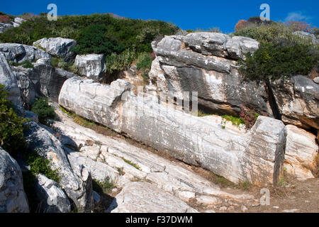 Griechenland, Kykladen, Naxos, Apollonas, Kouros von Apollonas, Stockfoto