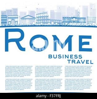 Umriss Rom Skyline mit blauen Wahrzeichen und Textfreiraum. Business Travel-Konzept. Vektor-illustration Stock Vektor