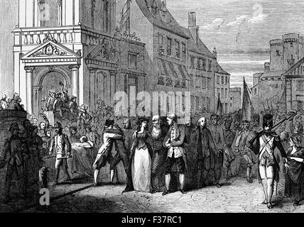 Der erste Tag der Freiheit nach dem Sturm auf die Bastille in Paris, Frankreich am Morgen des 14. Juli 1789. Stockfoto