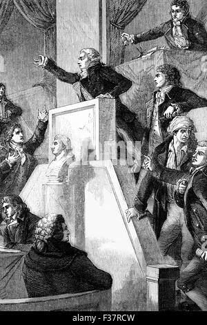 Eine Sitzung der Nationalversammlung bildeten in den ersten Phasen der französischen Revolution und am 30. September 1791 von der Legislativversammlung erfolgreich aufgelöst. Stockfoto