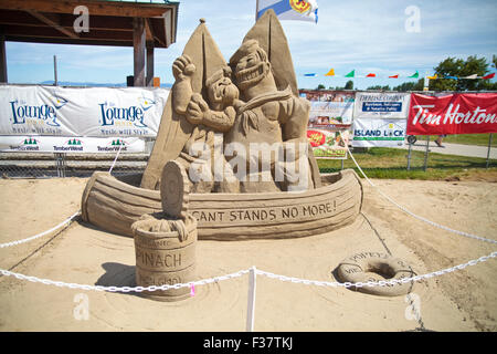 Sand sculpting Wettbewerb statt in Parksville auf Vancouver Island im Juli 2015. Stockfoto