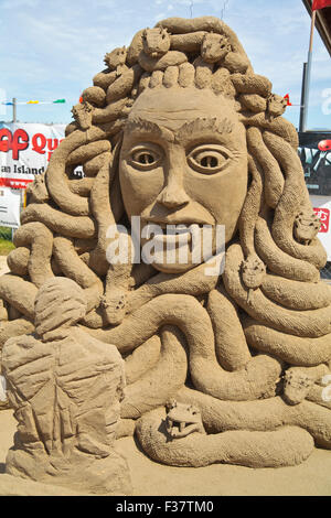 Sand sculpting Wettbewerb statt in Parksville auf Vancouver Island im Juli 2015. Stockfoto