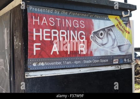 Plakat für das jährliche Festival November Hering in Hastings, East Sussex, Großbritannien Stockfoto