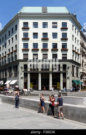 Raiffeisenbank in Loos-Haus, Michaeler Platz, Wien, Österreich, Weltkulturerbe Stockfoto