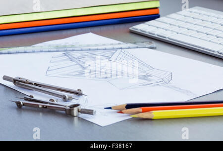 Arbeitsplatz des Designers Stockfoto
