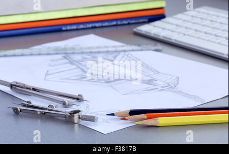 Arbeitsplatz des Designers Stockfoto